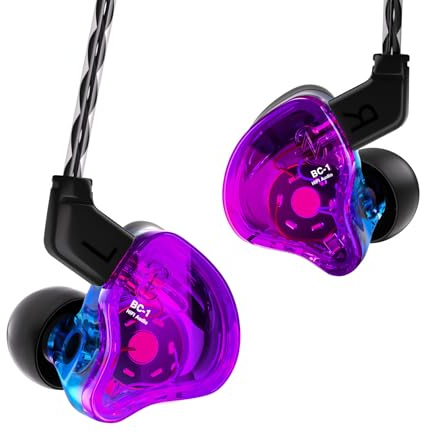 Yinyoo CCZ Melody in-Ear-Monitors Hybrid 1BA 1DD HiFi Écouteur Basses Profondes Écouteurs Intra-Auriculaires Légers IEM avec Câble 4N OFC pour Musicien/Batteur/Bassiste (Violet Bleu, sans Micro)
