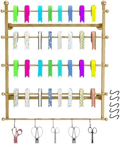 Bandhalter-Organizer-Rack,Bandhalter, Wandmontierter Band-Organizer for Geschenkpapier, Drahtspulen und Nähzimmer (Color : Gold, Size : 100x18x80cm)