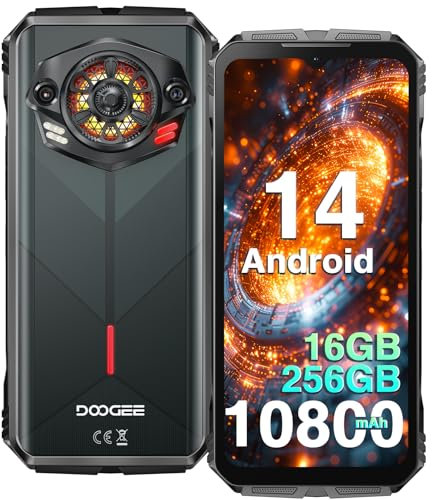 DOOGEE S Punk Rugged Smartphone Android 14, 16GB+256GB/1TB, 10800mAh 33W Charging, 126dB Super Speaker, 50MP+16MP, 6.58 FHD+,IP68 Waterproof/LED Light/4G Dual SIM/NFC/OTG/Face/Fingerprint Unlock