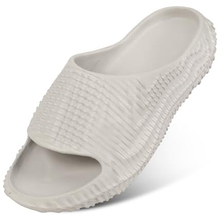 FLWLDM Men's and Women's EVA Slides - Cloud Slides Slippers, Arch-Supporting,Perfect Summer Sandals for Walking, Shower, and More, Grey, 8 UK