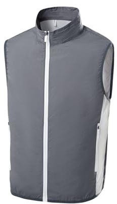 tuwiwol Kühlweste für Herren, Viergang Regulierungszyklus, Luftzufuhr, wasserdicht und Winddicht, Klimaanlage, Kleidung, Camping, Dunkelgrau, L