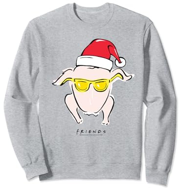 Friends Christmas, Thanksgiving Turkey With A Santa Hat Sweatshirt
