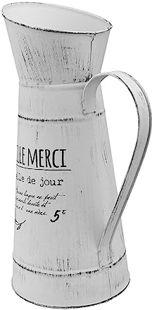 RORPOIR Retro Eisenvase Kesselform Beige Große Vintage Vase Innenraum Deko Rustikaler Blumentopf für Landhaus Tischdekoration