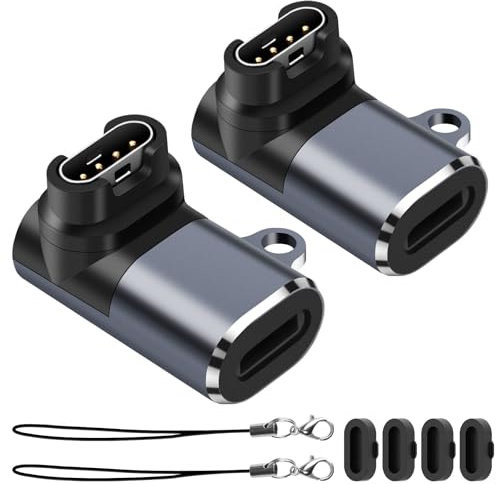 Seminer Watch-Ladeadapter (2 Pack), Lightning Buchse zu Stecker Adapter Ladeanschluss mit Staub Stecker Kompatibel mit Garmin Fenix 7/7S/7X/6/6X/6S und mehr