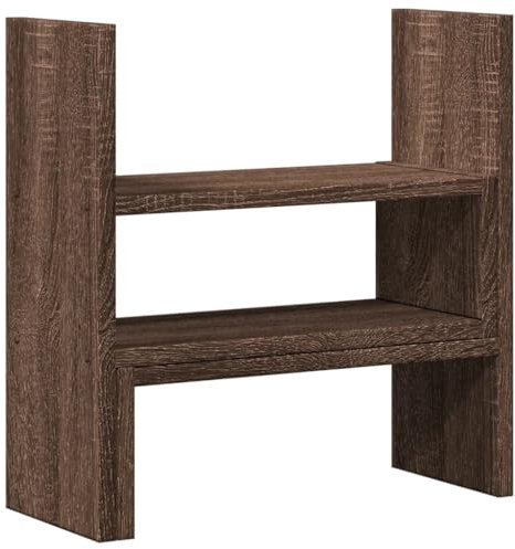 vidaXL Schreibtisch Organizer, Bücherregal Verstellbar Pflegeleicht, Schreibtischregal für Büro Wohnzimmer Küche, Tischregal, Braun Eichen-Optik Holzwerkstoff