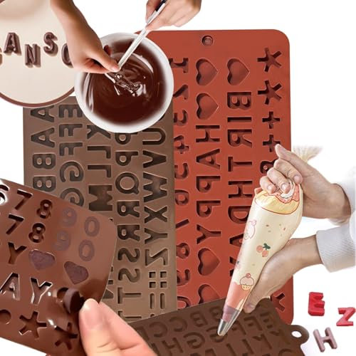 Stampo in Silicone Lettere e Numeri,Stampo in Silicone Cioccolatini A-Z e 0-9,Stampo Silicone Happy Birthday,DIY Stampi in Silicone per Cioccolato