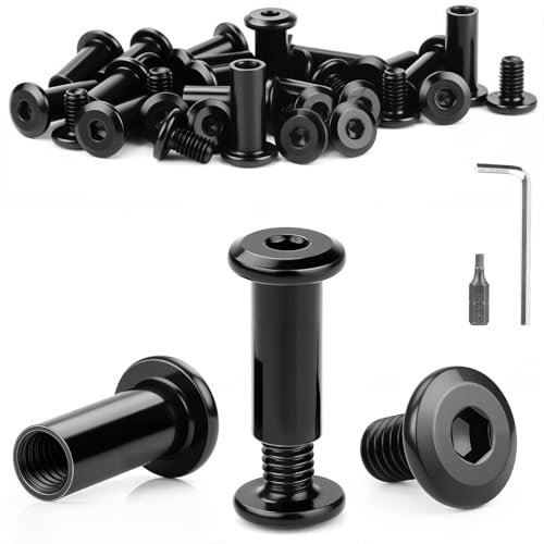 Mbsomnus 25 Stk Verbindungsschrauben M5x16 mm Schrankverbinder Edelstahl A2 V2A Hülsenschrauben Möbelverbinder Schrauben Hülsenmutter mit Sechskant-Schlüssel Bit H3 für Möbeln Holzbrettern Schränken