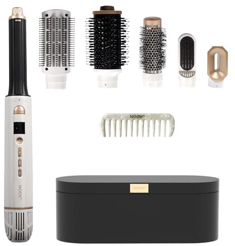NOOV Hairstyler 6-in-1 - Lockenbürste für Volumen - Rundbürstenföhn [Coolshot] - Warmluftbürste [Anti-Hitze-Schutz] - Lockenstab automatisch - Glättbürste [Anti-Frizz] - Airstyler mit Box