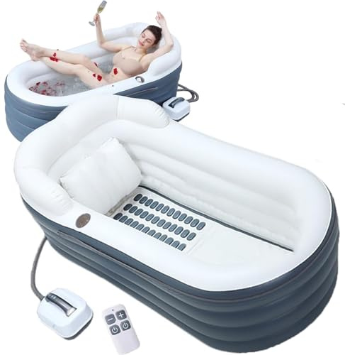 Aufblasbare Badewannen-Sprudelmassagematte, faltbare Surf-Massagebadewanne, rutschfeste tragbare Spa-Badewanne for Erwachsene, Ganzkörper-Sprudelbadmaschine mit Fernbedienung und Luftpumpe,for Zuhause