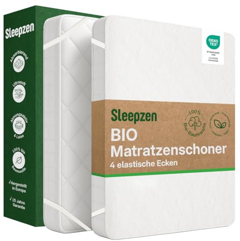 Matratzenschoner Bio-Baumwolle 180x200cm Molton Oeko-TEX® Zertifiziert, Elastische Ecken, 100% Baumwolle Naturfleece Gesund und leise, Nicht Wasserabweisend - Hergestellt in EU