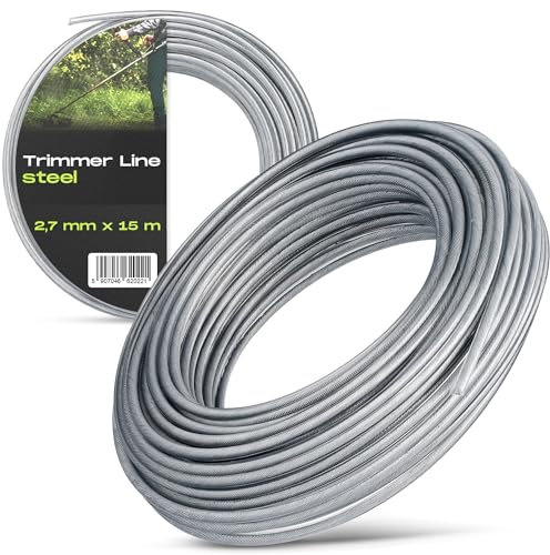 Instalguru Hilo Cortabordes 2,7 mm 15 m Nylon Reforzado Acero Desbrozadora Carrete Trimmer Línea Césped Bordes Jardín Alta Resistencia Larga Duración Corte Preciso Profesional