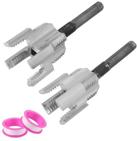 Lyreh 2uds Herramienta para Roscar Tuberías Internas y Externas, Abre Roscas Tubo PVC de Acero Aleado de 1/2” y 3/4” con 2 Rollos Cinta Selladora Roscas para Taladro Eléctrico