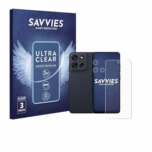 Savvies Schutzfolie für Motorola Moto G56 | (Display+Kamera) 6 Stück Transparenter Displayschutz Made in Germany Ultra-Klar Displayschutz-Folie