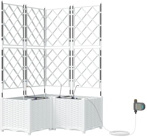 vidaXL Pflanzkästen mit Bewässerungssystem 3 STK. Weiß