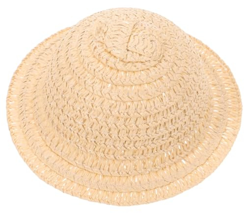 SEWACC Puppen Strohhut ZubehöR Aus StrapazierfäHigem Material Khaki 10.5 X 10.5 X 4 cm Ideal FüR Kreatives Spiel Und Puppenhaus Dekoration