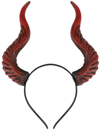 Qchomee Adult Devil Horn Headband Halloween Demon Witch Horn for Women Men Headwear Black Red Devil Ox Horns Witch Queen Cosplay Carnival Masquerade Headdress Hair Accessorie Party Photo Props