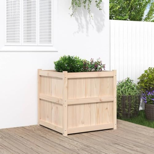 Hoopleep Pflanzkübel 70x70x70 cm Massivholz Kiefer, großes quadratisches Outdoor Pflanzenbeet, erhöhter Blumenkübel für Garten, Balkon, Terrasse