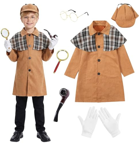 Maryparty Victorian Detective Costume World Book Day Costumes Detective Costume for World Book Day Book Week Fancy Dress (XL)