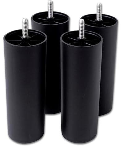 IPEA 4X Pieds de Canapé et Meuble en Plastique - Hauteur 19 CM - Made in Italy - Lot de 4 Pieds avec Vis M10 pour Fauteuils, Armoires, Lits - Pieds de Plastique Dure - Couleur Noir
