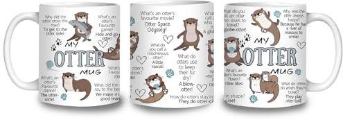 350ml Otter Tasse mit Spruch, Otter Geschenk für Frauen, Männer und Kinder, Cartoon Keramik Tasse mit Doppelseitiger Druck, Schöne Tassen Kaffeetassen für Büro und Heim