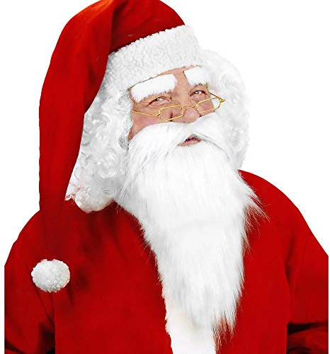 W WIDMANN MILANO Party Fashion 1517M - Weihnachtsmann Bart mit Schnurrbart und Augenbrauen, 3-teilig, Weihnachten, Nikolaus, Karneval, Mottoparty