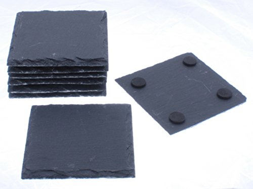 Tamled - Bandeja de pizarra natural (10 x 10 cm), 8 unidades