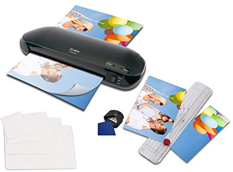 OLYMPIA A 230 Plus 4-in-1 Premium Laminierset mit Trimmer, Eckenrunder, bis DIN A4, 100 gemischte Folien