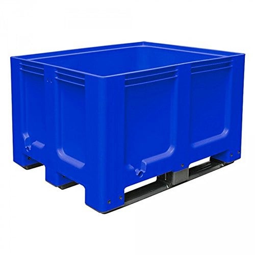 BRB Palettenbox mit 3 Kufen, LxBxH 1200x1000x760 mm, geschlossen, blau, PE-HD, lebensmittelecht