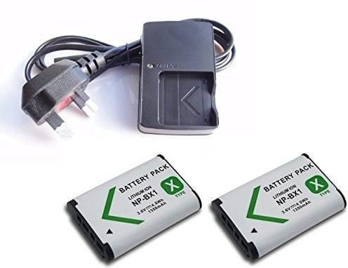 Battery Charger and 2Pcs Battery for Sony DSC-H, DSC-HX, DSC-RX, DSC-WX, FDR-X, HDR-AS, HDR-CX, HDR-GW, HDR-PJ, HDR-MV, ZV-1 series Camera and Handycam Camcorder - For NP-BX1 Battery