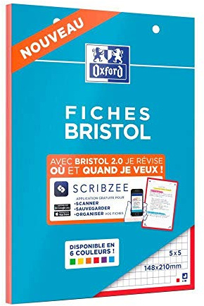 Oxford 400100519 Karteikarten Bristol, roter Rahmen, 14,8 x 21 cm