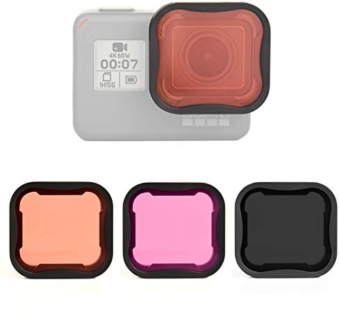 SOONSUN 3er-Pack Objektivfilter Rot/Magenta/ND8 Filter für GoPro Hero 5 6 7 Schwarz, Schnorchel-Tauchfilter und Neutraldichteobjektivfilter-Set, Objektivschutz für GoPro Hero 5 6 7 Black Kamera