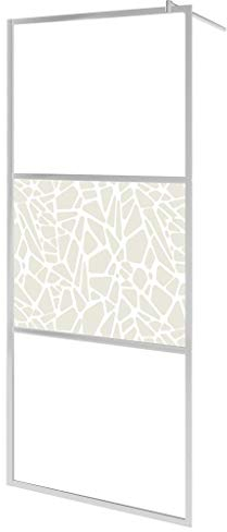 vidaXL Duschwand Begehbar ESG-Glas Steindesign Spritzfest Duschabtrennung Duschtrennwand Duschkabine Dusche 140x195cm Edelstahl Aluminium