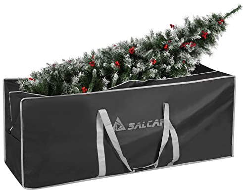 SALCAR Weihnachtsbaum Aufbewahrungtasche, Weihnachtsbaum Transporthülle für 1,8m/2,1m/2,4m Tannenbaum und Andere Weihnachtsdekorationen, aus 600D Oxford, Reißfest Wasserdicht, Schwarz