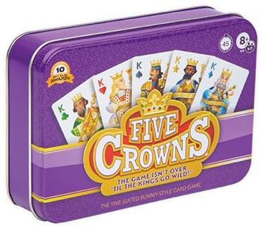 Five Crowns Collectible Tin – Card Game for Kids and Adults, Family Game Night, The Game isn’t Over Until the Kings Go Wild, 5 Suited Rummy Style Card Game, 1-7 Players, Ages 8+