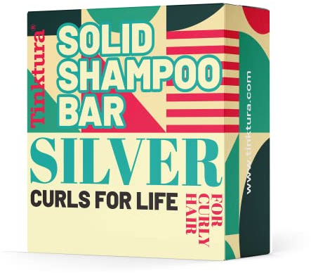Tinktura Solid Shampoo Bar Silver For Curly Hair. With Flax Seed Gel, Coconut Oil, Orange Essential Oil and Vanilla Extract. 60 g.