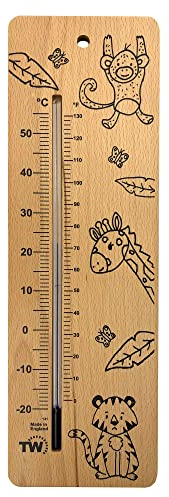 Großes Babyzimmer-Thermometer aus Holz mit Safari-Kinderzimmer-Design für Neugeborene – zuverlässiger und genauer Temperaturmonitor im Kinderzimmer im Haus Schlafzimmer Babyzimmer T