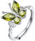 SILVERCUTE Einstellbare Schmetterling Ring 925 Silber Ring mit Geburtsstein Peridot August Fingerring Damen Einstellbare Schmetterlingsringe Verstellbare Fidget Siegelring Modeschmuck für Liebhaber