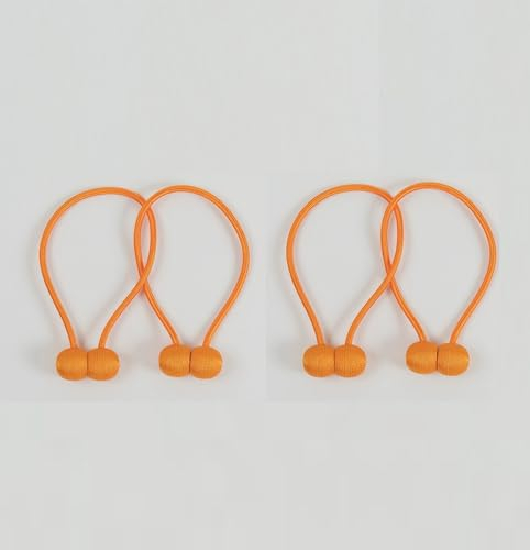 A.Monamour 4 Stück Magnetische Vorhang Raffhalter Vorhanghalter Gardinenhalter Halterungen Modern Gardinen Spangen Halter Stark Magnete Seil Kordel Ball Schnallen Dekoration - orange