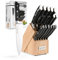 KATISUN 15 Piece German Steel Knife Set with Polished Handles for Comfort and Durability, Knife Block with Knives, Professional Kitchen Knife Set
