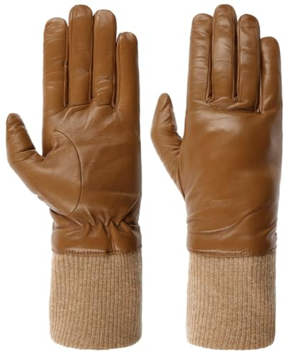 Caridei Canvalo Lederhandschuhe mit Kaschmir Handschuhe Fingerhandschuhe (7 HS - camel)