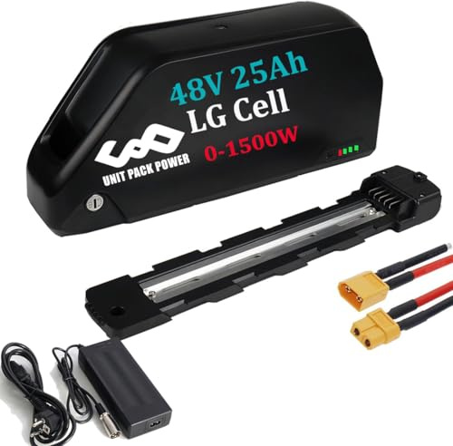 (LG/Cell) Batterie de vélo 48V 25Ah Batterie Ebike - Shark Batterie Lithium-ION pour 1500W 750W 1000W Kit de Roue de Conversion pour Moteur de moyeu arrière Avant Ebike(5 épingles)