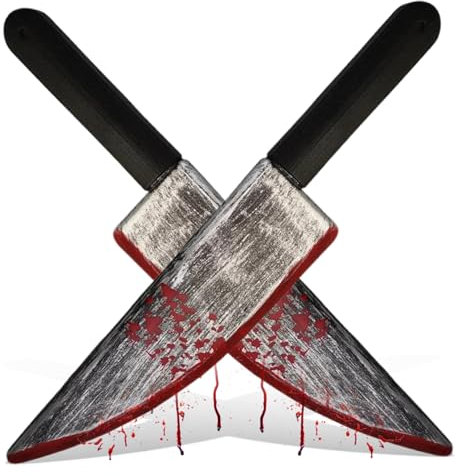Halloween Knife 2Pcs Realistic Bloody Fake Knife 15x3in Plastic Prop Knife Handheld Decorative Toy Knife for Party, Prank, Cosplay, Decorations
