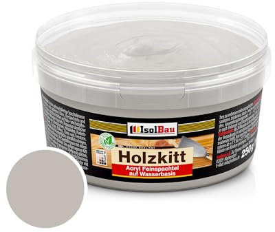 Isolbau Mastic pour bois 250 g - Mastic bois extérieur et intérieur - Mastic de réparation pour bois - Mastic de réparation pour bois - Mastic prêt à l'emploi - Séchage rapide - Gris (n° 21)