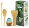 4 Pezzi Kit Cerimonia Matcha Giapponese, Frusta Matcha in Resinoso, Cucchiaio di Bambù, Paletta di Bambù, Porta Frusta, Set Matcha per la Cerimonia Del tè, il Drink - Blu caffè sfumato
