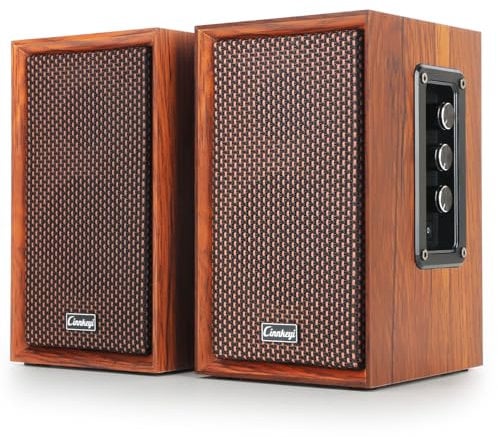 cinnkeyi 2.0 Altoparlante PC 40W in legno - Bassi potenti, Hi-Fi Stereo Sound USB/Bluetooth, audio DSP, altoparlante desktop per laptop e computer