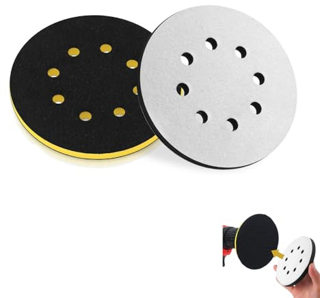 2PCS 5 Inch 8 Holes Soft & High Foam Interface Pad, Orbital Sander Foam Pad 5 inch, Hook and Loop 5 Inch Sponge Cushion Buffer Backing Pad for Orbital Sander