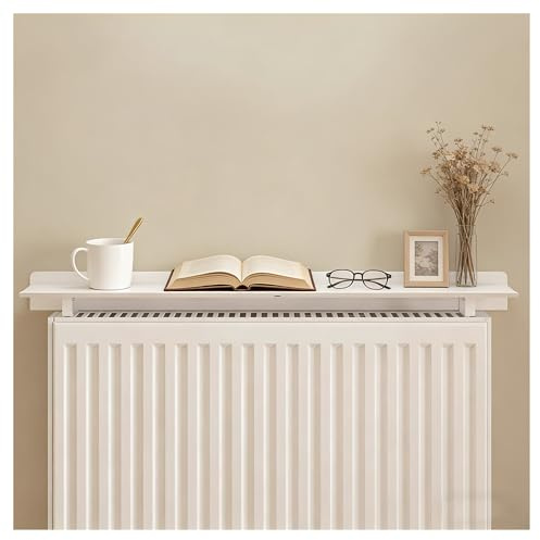 ZHZHXR Cache Radiateur Étagère Blanche, Cache Radiateur Supérieur Étagères Murales Flottantes Anti Poussière Anti Fumée sans Perçage pour Salon Chambre Coucher(100x15cm/39.37x5.91in)