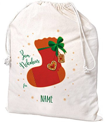 Herz & Heim® Geschenksack zum Nikolaus - Nikolausstrumpf - mit Namen