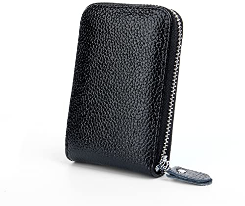 AirZyx Porte Cartes de Crédit Cuir Fermeture Eclair (Noir)