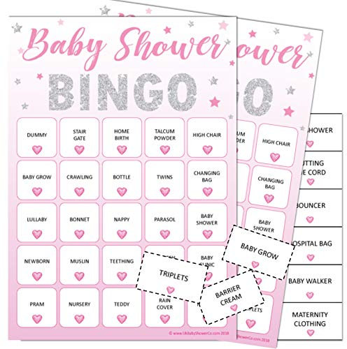 Pink Bee Baby Shower Bingo Games Bingo Party Pink Themed Age 3+ Up to 20 Players